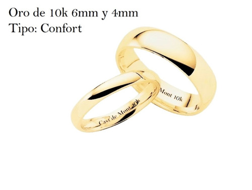 Argollas De Matrimonio  6mm Y4mm Confort Anillos Boda Oro14k