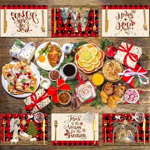 Juego De 6 Manteles Individuales De Navidad De Cuadros De Bu