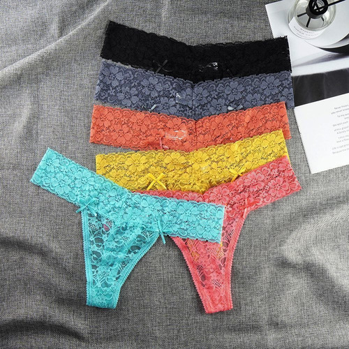6 Piezas De Encaje Talla Grande G String Mujer Bragas Ropa I