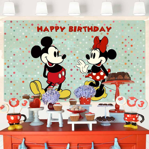 Telón De Fondo Vintage Rojo De Mickey Y Minnie, Fondo Retro