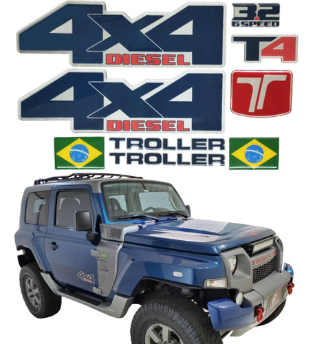 Adesivos Troller T4 3.2 4x4 Diesel Resinado 2015/2018 Trr035