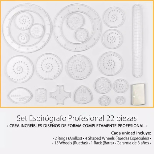 Set 22 Engranajes Juego Espirógrafo Dibujo Espiral Niños F