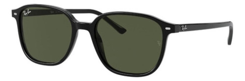 Anteojos de sol Ray-Ban Leonard Standard, color negro con marco de acetato color polished black, lente green clásica, varilla polished black de acetato - RB2193