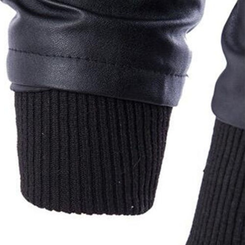 Chaqueta Negra Hombre Cuero Pu Motorcycle Style Biker Hoodie