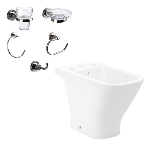 Juego Baño Bidet Roca The Gap + Accesorios Aqualaf 5 Piezas