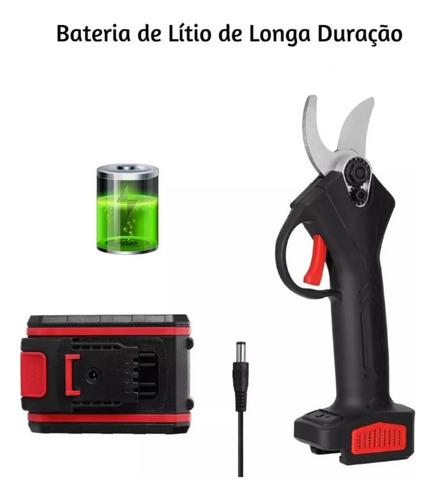Tesoura Elétrica De Poda 48v Sem Fio Com 2 Baterias Kit