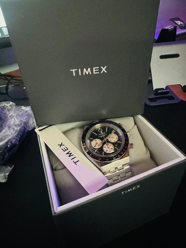 Reloj Q Timex Hombre Chronografo Panda Reverse 40mm