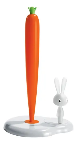 Portarotolo Da Cucina Alessi Bunny & Carrot - Design Stefano Giovannoni, Resina, Bianco
