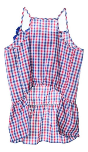 Vestido A Cuadros Para Mascota (cachorra) Zoopet Azul Cuadros