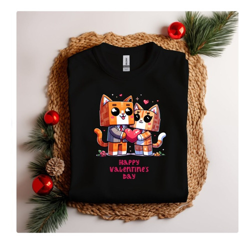 Polera Unisex Minecraft Game Video Gatos Valentin Estampado