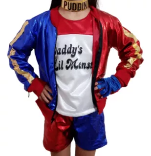 Harley Quinn Disfraz Niña Halloween Licra Metalica