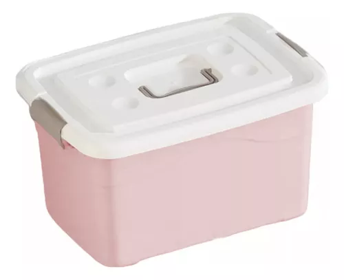 Caja de Almacenaje con Tapa Rosa Plástico 19 L (28 x 22,5 x 39 cm) (12  Unidades)