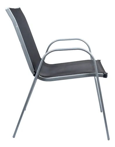 Silla Acero Y Tela Impermeable Exterior Stack Negra