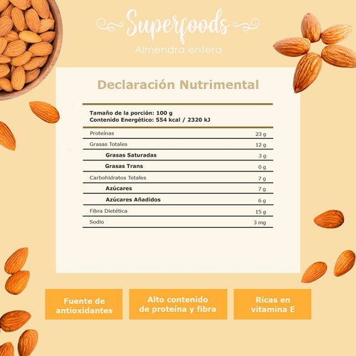 Benmart Almendra Entera Snack Natural 300g Bolsa Resellable