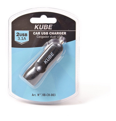 Cargador Doble Usb 12v/24v Negro Puerto 3.1a Kube Kbch003b