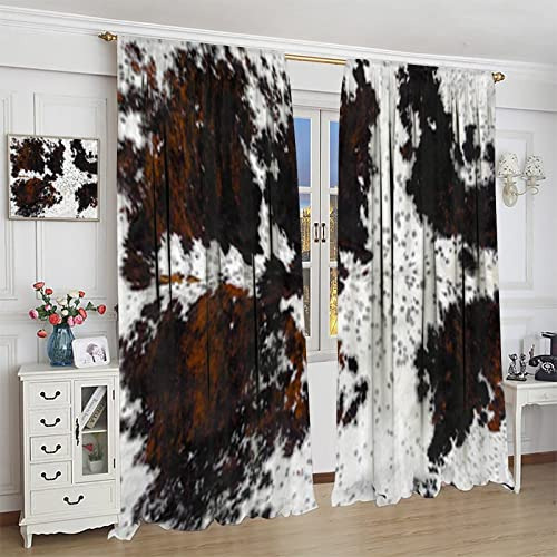 Cortinas Estampadas De Piel De Vaca, Rústicas Cortinas De Pi