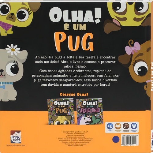 Olha! É um Pug, de Igloo Books Ltd. Editorial Happy Books Editora Ltda., capa dura em português, 2022