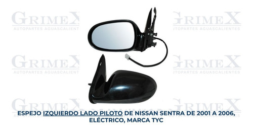 Espejo Sentra 2001-01-2002-2003-2004-2005-2006-06 Electrico
