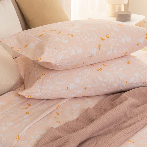Arredo estampas sábanas king florales color rosa natural