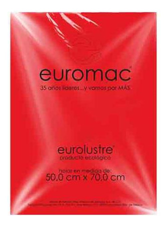 Papel Lustre Euromac El0037 Color Rojo 50cmx70cm 24 Hojas