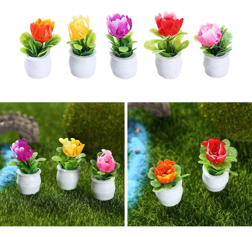 5x Mini Maceta Casa De Muñecas Planta Bonsái En Miniatura