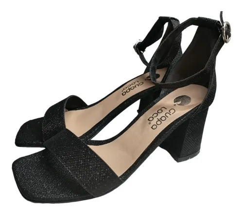 Sandalia Zapatos Mujer Elegante Taco Bajo Fiesta Plata 35/40