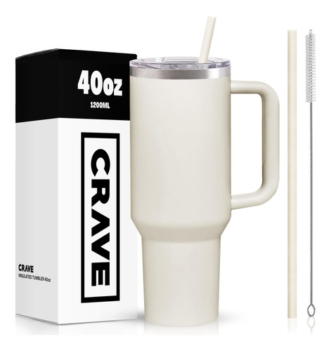 Crave Cups Vaso De 40 Oz Con Asa Y Pajita L Botella De Agua 