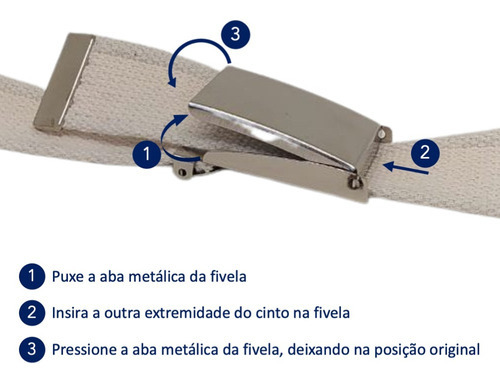 Cinto De Tecido Lona Fivela De Encaixe E Pressão Cor Cru Desenho do tecido Liso Tamanho 115