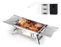 Comprar Novangua asador de carbón portátil plegable asador de acero inoxidable parrilla de barbacoa con agarraderas aisladas y charola de carbón ajustable a tres alturas mini asador para campamentos