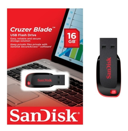 Imagen 2 de 3 de Memoria Usb Sandisk 16gb Cruzer Blade 2.0