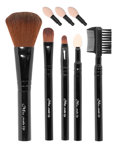 Miniso Kit Brochas De Maquillaje Negras 10.5 Cm 5 Piezas