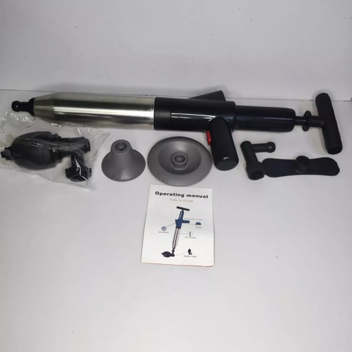 Desatorador De Baño Inodoro A Presión Acero Inoxidable Negro