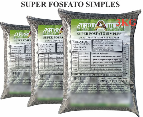 Fertilizante Super Fosfato Simples 3 Kg Adubo