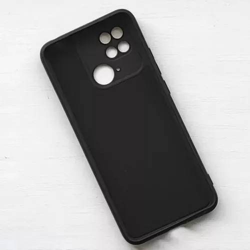 Funda Silicona Case Para Redmi 9c Felpa Interior Negro Lisa