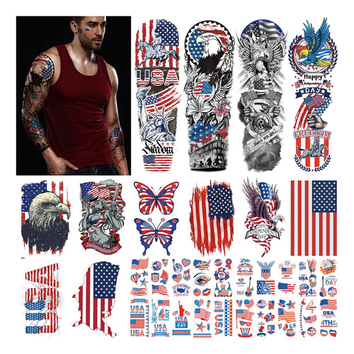 Aresvns Tatuaje Temporal De La Bandera De Estados Unidos Par