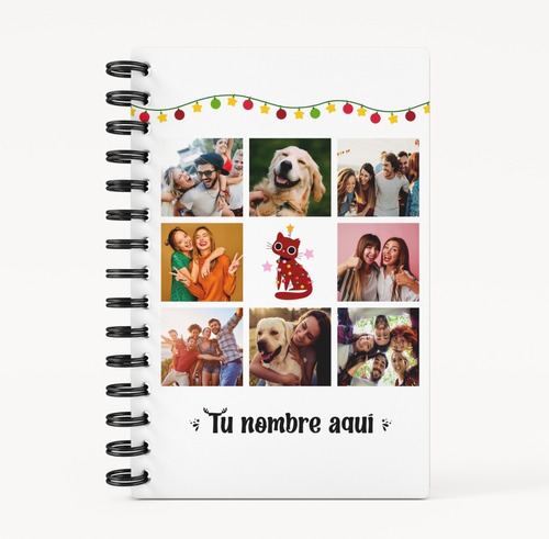 Cuaderno Personalizado A5 Tapa Dura Navidad Fiestas Rayado