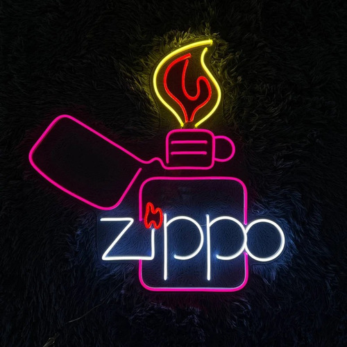 Letrero Led Neon Zippo Cigarro Tabaqueria Ancho60cm Luminoso