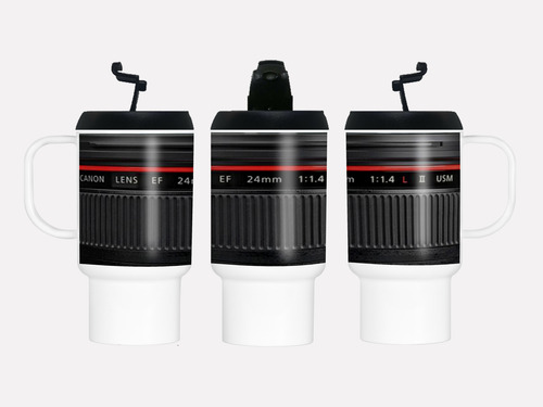 Jarro Vaso Termico Canon Lente Fotografico Reflex Fotografo Blanco Fotógrafo