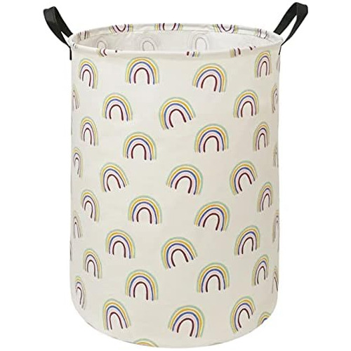 Canvas Cute Clothes Basket Laundry Hamper With Handles,...