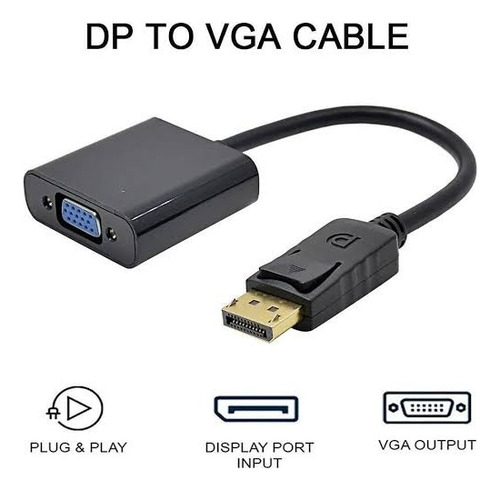 Adaptador Displayport para Vga Full Hd 1080p, 1920 X 1200