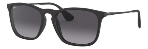 Óculos de sol Ray-Ban Highstreet Chris Standard armação de náilon cor matte black, lente grey de cristal degradada, haste matte black de aço/titânio - RB4187