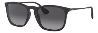 Óculos de sol polarizados Ray-Ban Highstreet Chris Standard armação de náilon cor matte black, lente grey de cristal degradada, haste matte black de aço/titânio - RB4187