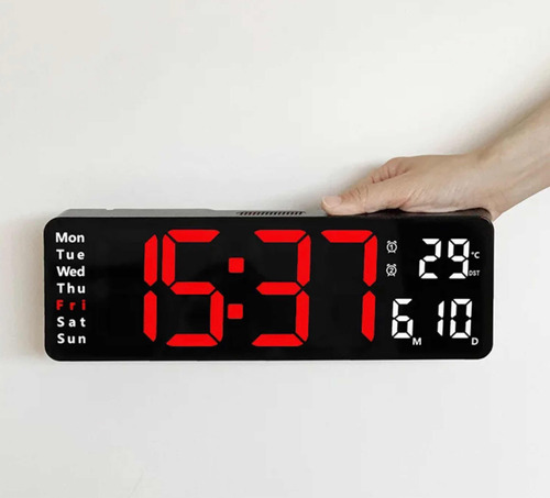 Reloj Despertador Luz Led Digital  De Mesa Y Pared Control