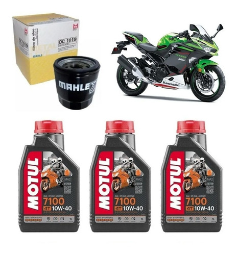 Motul 7100 10w40 Troca Óleo Kawa Ninja 400 Mahle Oc1019