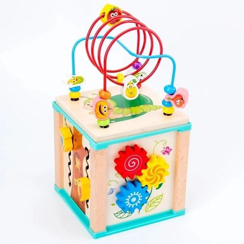 Imagen 7 de 10 de Juguete Cubo De Madera Puzzle Laberinto Didáctico Montessori