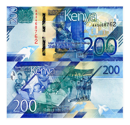 Billete De Kenia 200 Chelines Estatua Kenyatta 2019, Nuevo  