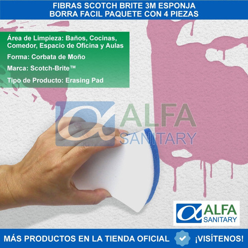 Imagen 3 de 5 de Fibra Con Esponja Borra Fácil Scotch Brite 3m