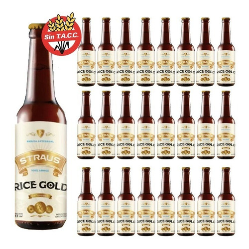 Cerveza Artesanal Straus Rice Gold 330ml Sin Tacc Pack X 24