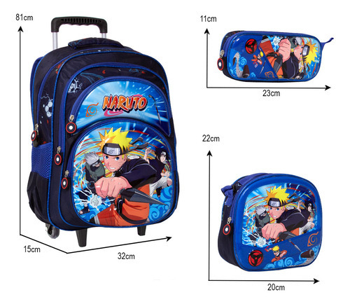 Mochila infantil Rodinha con lonchera Naruto Immediate Color Blue