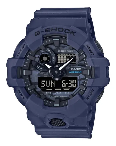 Reloj Casio Hombre G-shock Ga-700ca-2a Antigolpe Sumergible Color de la  malla Azul Color del bisel Azul Color del fondo Negro